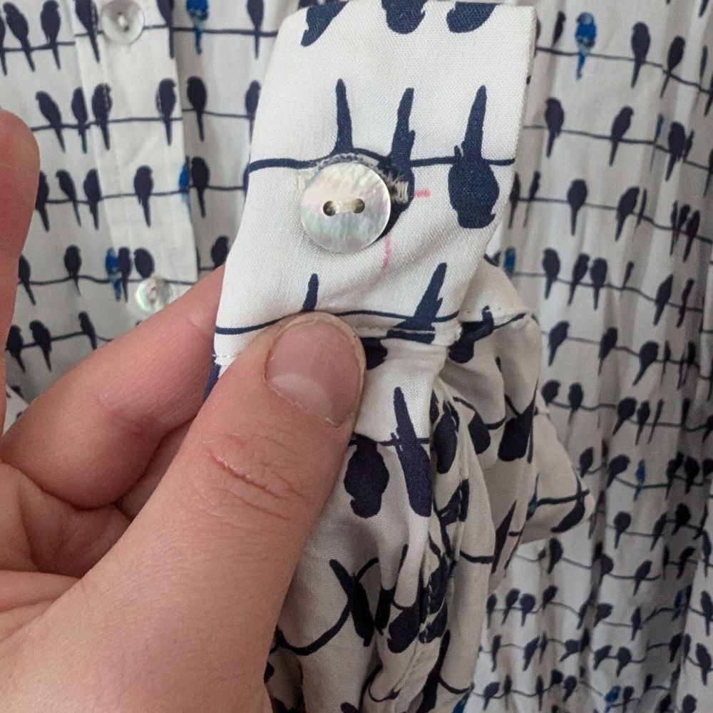 Jane and Delancey Bird Novelty Print Button Down Roll‎ Tab Blouse Plus Size 3X - Picture 2 of 8